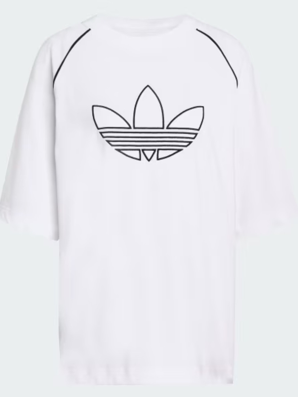 Adidas Women White Tee with Black Outlined Trefoil Logo